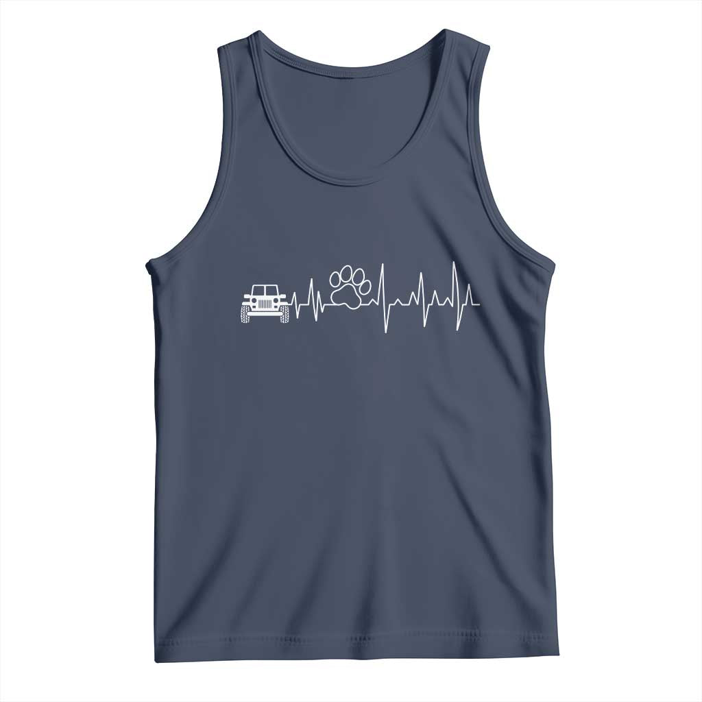 4x4 Off Road Car Riding Vintage Pet Paw Heartbeat Tank Top - Wonder Print Shop