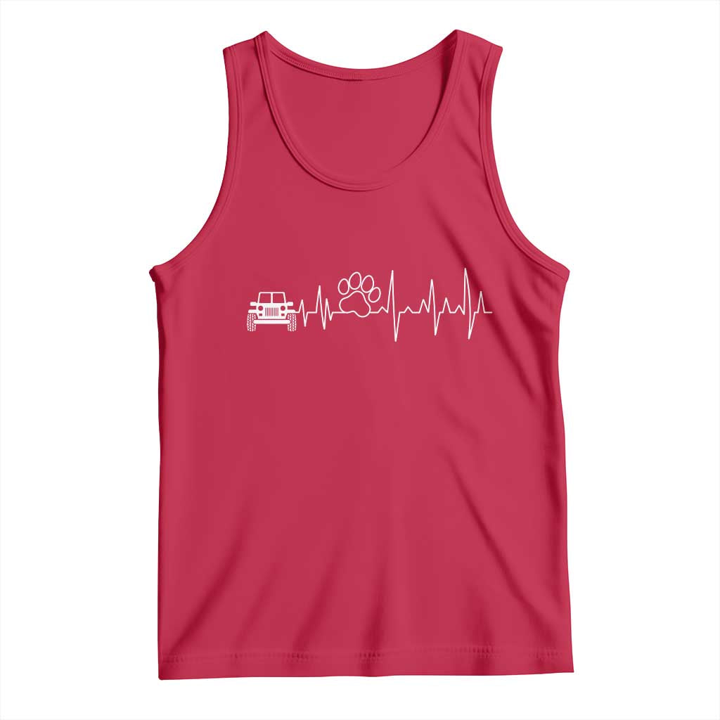 4x4 Off Road Car Riding Vintage Pet Paw Heartbeat Tank Top - Wonder Print Shop
