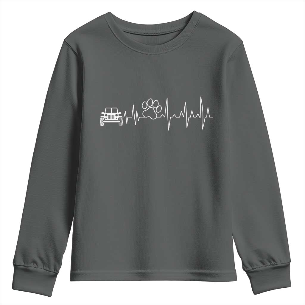 4x4 Off Road Car Riding Vintage Pet Paw Heartbeat Youth Sweatshirt - Wonder Print Shop