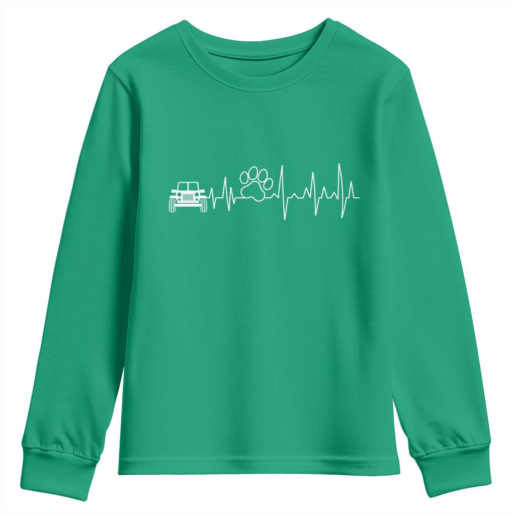 4x4 Off Road Car Riding Vintage Pet Paw Heartbeat Youth Sweatshirt - Wonder Print Shop