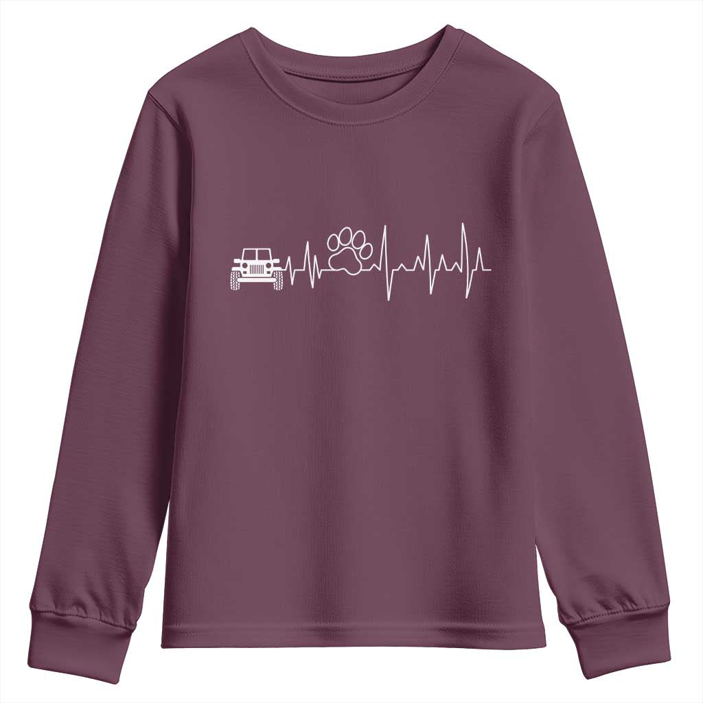 4x4 Off Road Car Riding Vintage Pet Paw Heartbeat Youth Sweatshirt - Wonder Print Shop