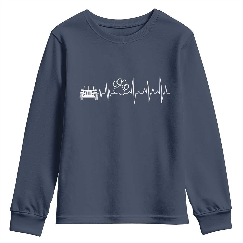 4x4 Off Road Car Riding Vintage Pet Paw Heartbeat Youth Sweatshirt - Wonder Print Shop