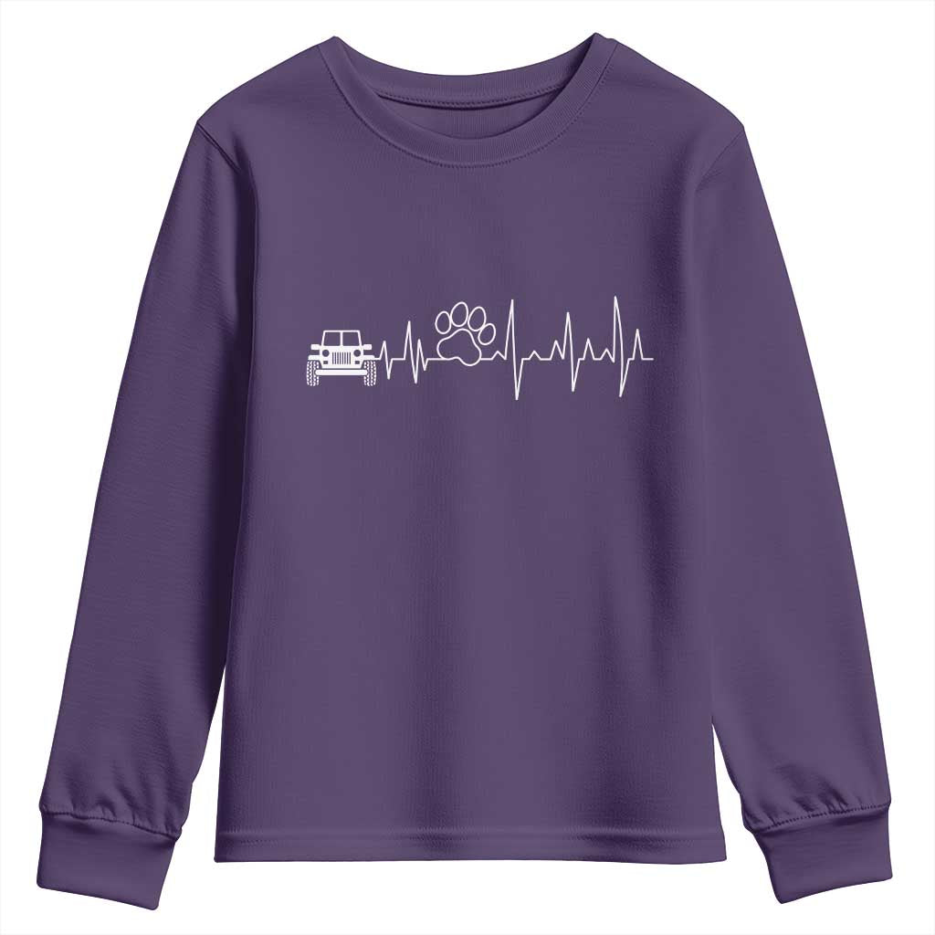 4x4 Off Road Car Riding Vintage Pet Paw Heartbeat Youth Sweatshirt - Wonder Print Shop