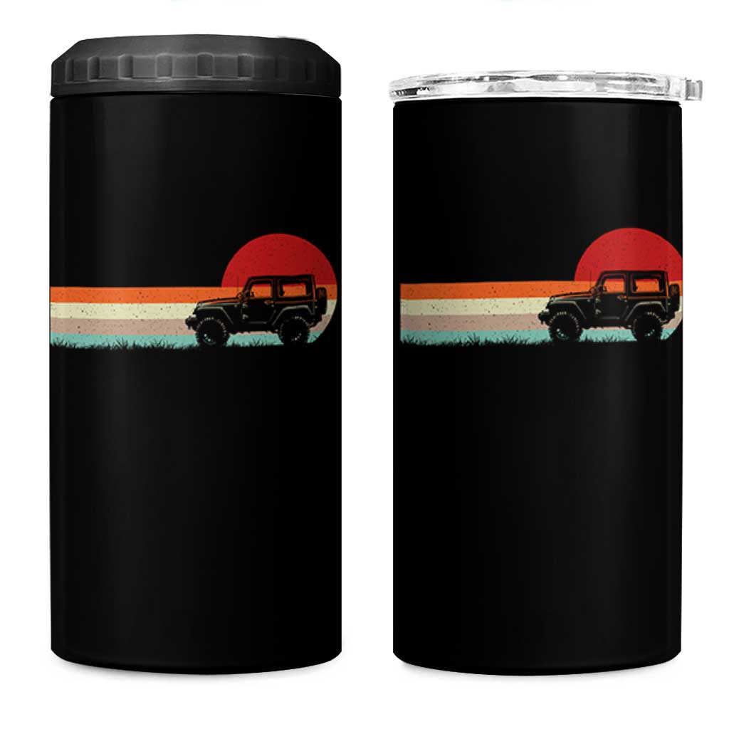 Off Road QUAD ATV Car Vintage Retro Sunset 4 in 1 Can Cooler Tumbler - Wonder Print Shop