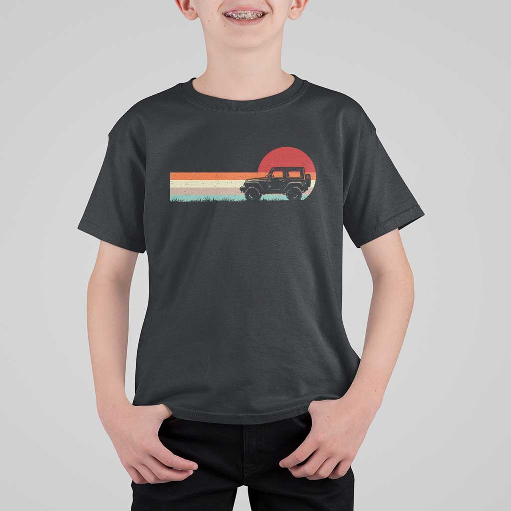Off Road QUAD ATV Car Vintage Retro Sunset T Shirt For Kid - Wonder Print Shop