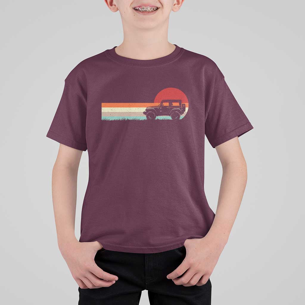 Off Road QUAD ATV Car Vintage Retro Sunset T Shirt For Kid - Wonder Print Shop