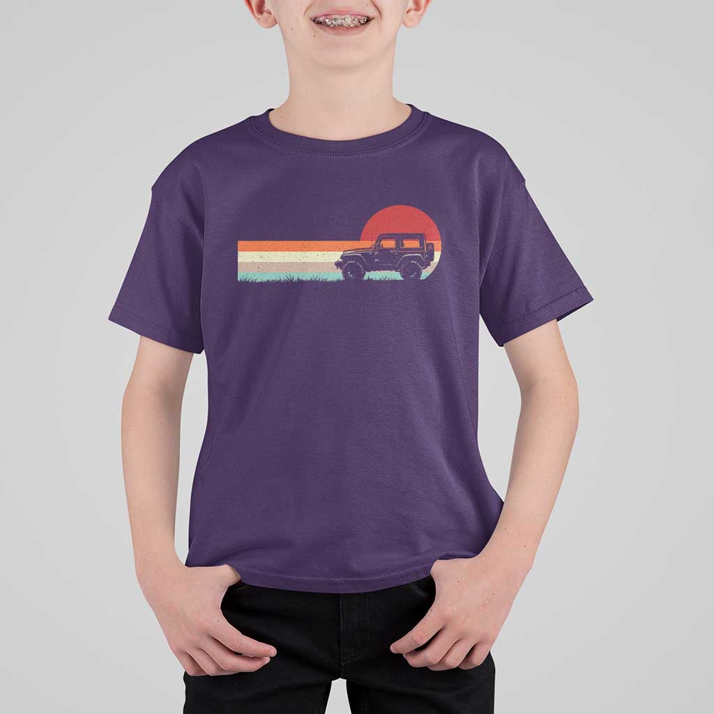 Off Road QUAD ATV Car Vintage Retro Sunset T Shirt For Kid - Wonder Print Shop