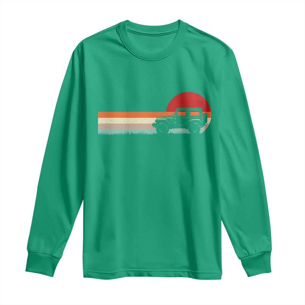 Off Road QUAD ATV Car Vintage Retro Sunset Long Sleeve Shirt - Wonder Print Shop