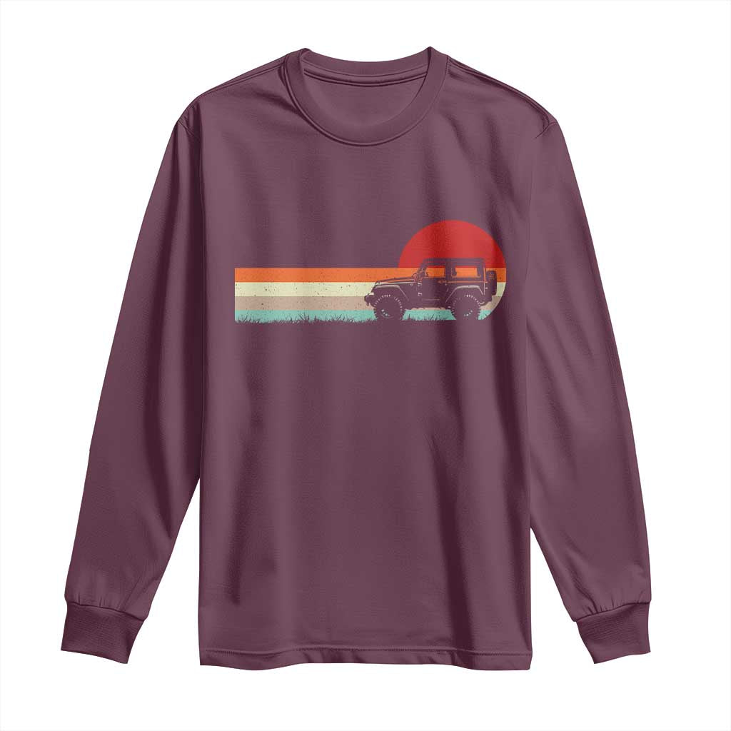 Off Road QUAD ATV Car Vintage Retro Sunset Long Sleeve Shirt - Wonder Print Shop