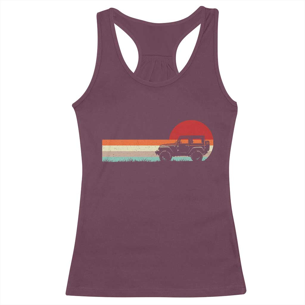 Off Road QUAD ATV Car Vintage Retro Sunset Racerback Tank Top - Wonder Print Shop