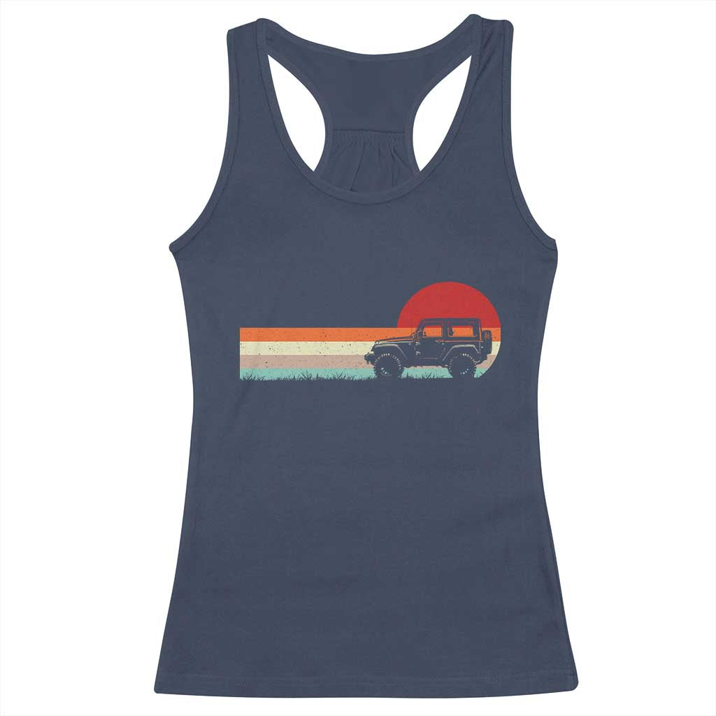 Off Road QUAD ATV Car Vintage Retro Sunset Racerback Tank Top - Wonder Print Shop