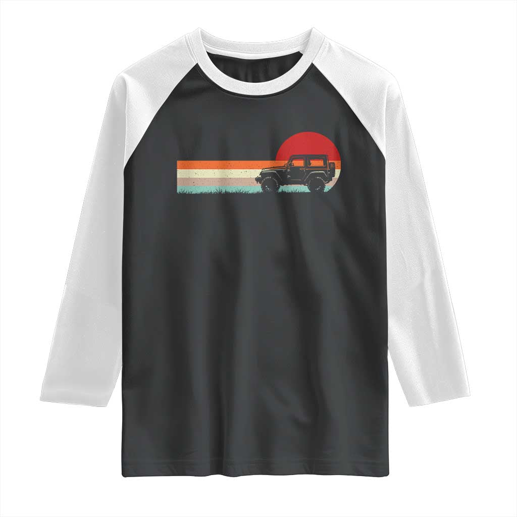 Off Road QUAD ATV Car Vintage Retro Sunset Raglan Shirt - Wonder Print Shop