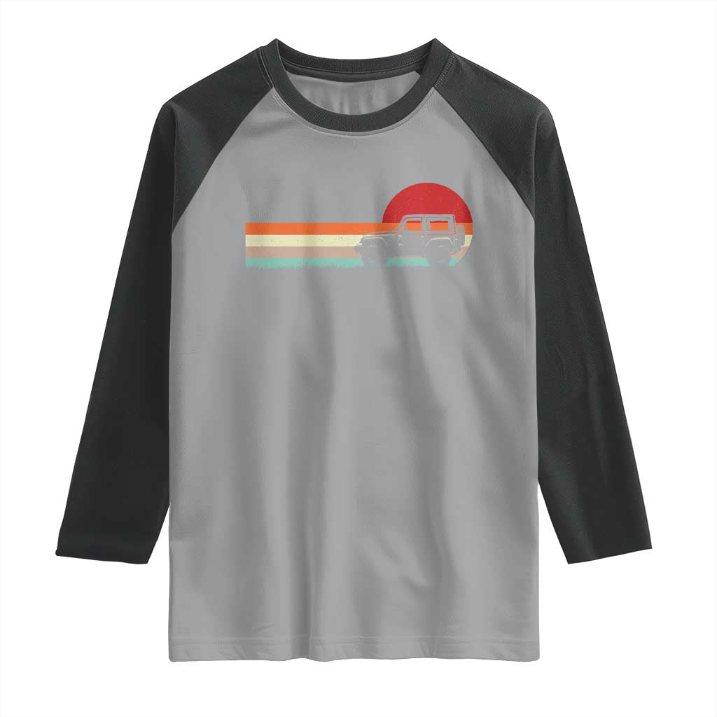 Off Road QUAD ATV Car Vintage Retro Sunset Raglan Shirt - Wonder Print Shop