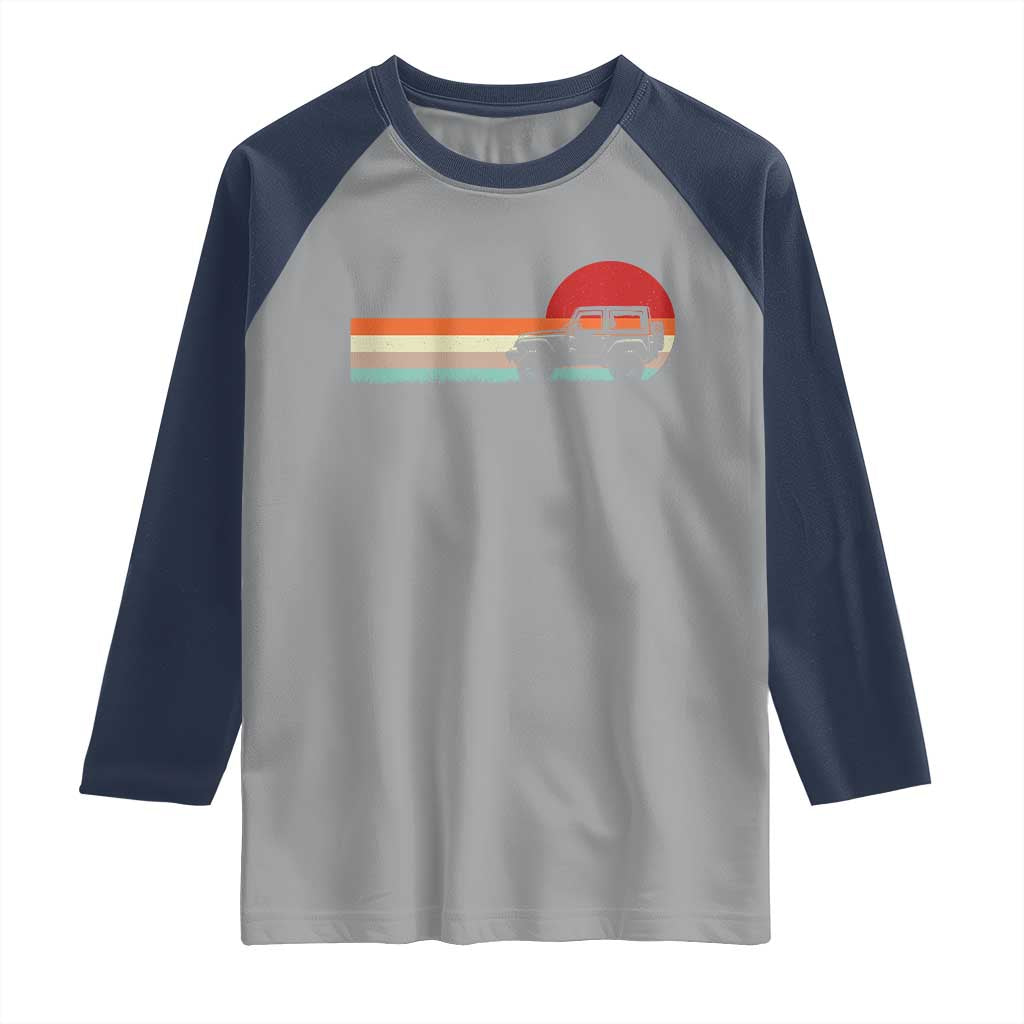 Off Road QUAD ATV Car Vintage Retro Sunset Raglan Shirt - Wonder Print Shop
