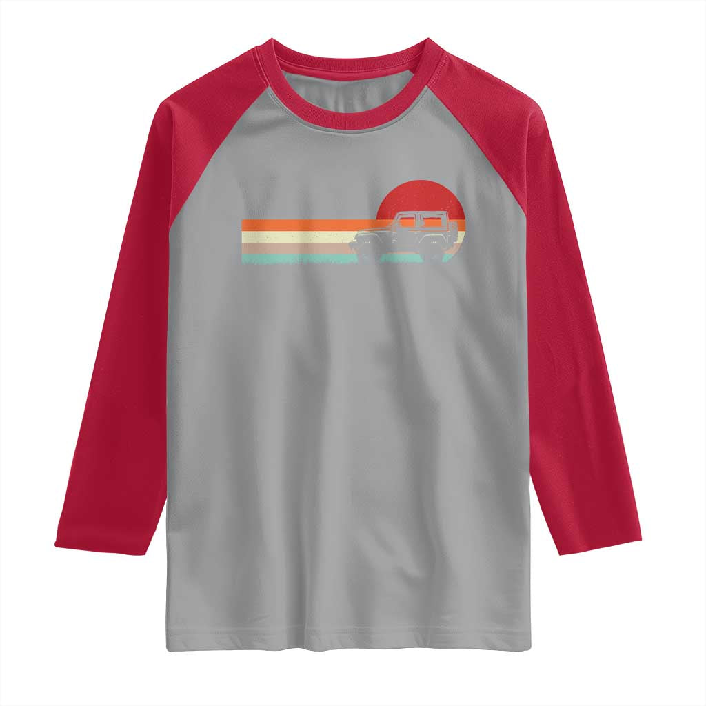 Off Road QUAD ATV Car Vintage Retro Sunset Raglan Shirt - Wonder Print Shop