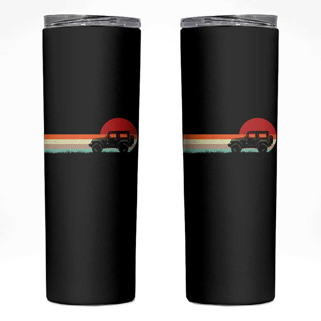 Off Road QUAD ATV Car Vintage Retro Sunset Skinny Tumbler - Wonder Print Shop