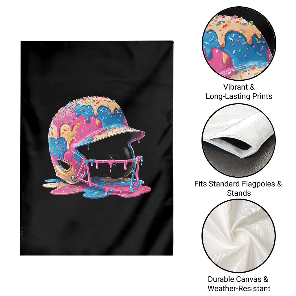 Funny Baseball Helmet Ice Cream Baseball Drip Garden Flag - Wonder Print Shop