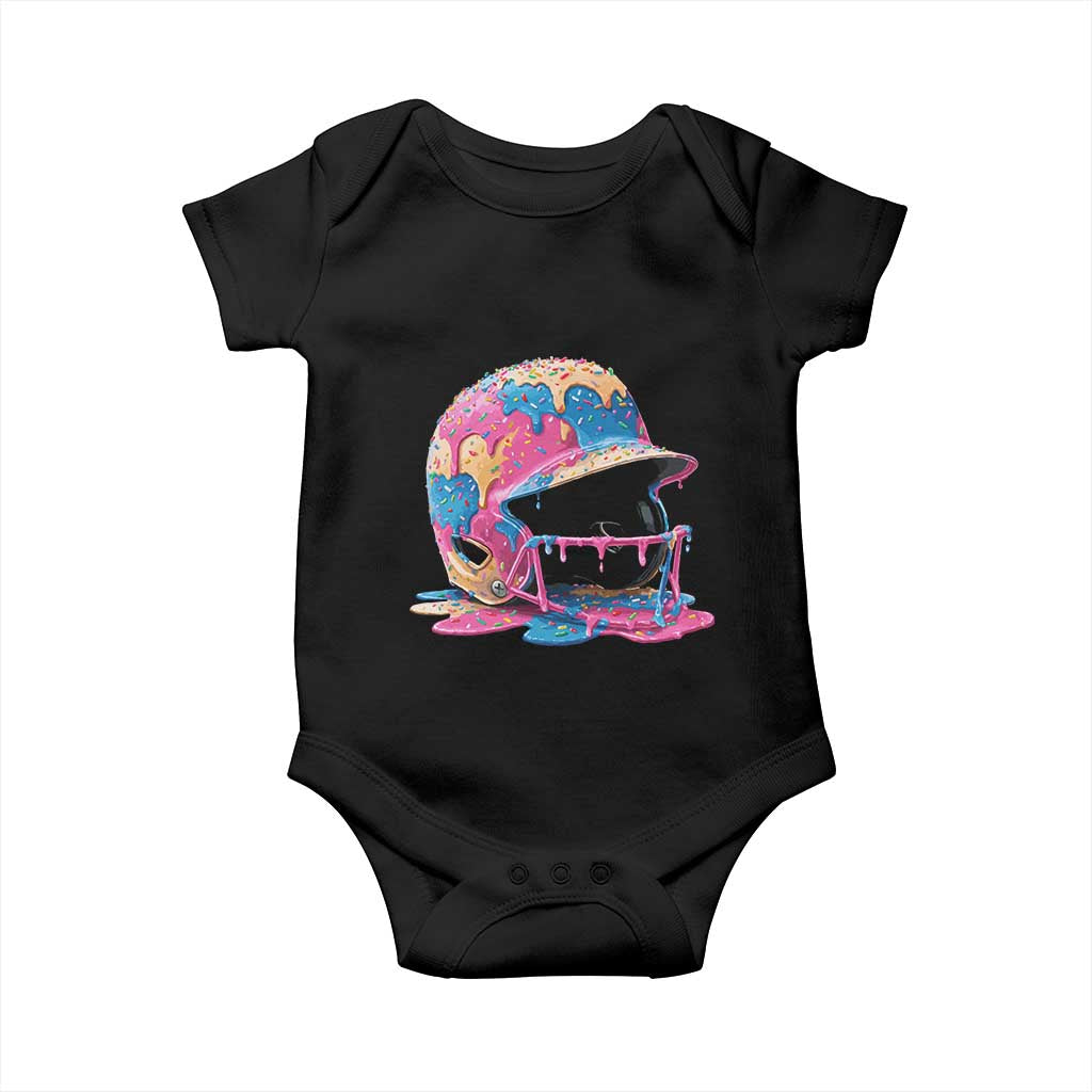 Funny Baseball Helmet Ice Cream Baseball Drip Baby Onesie - Wonder Print Shop