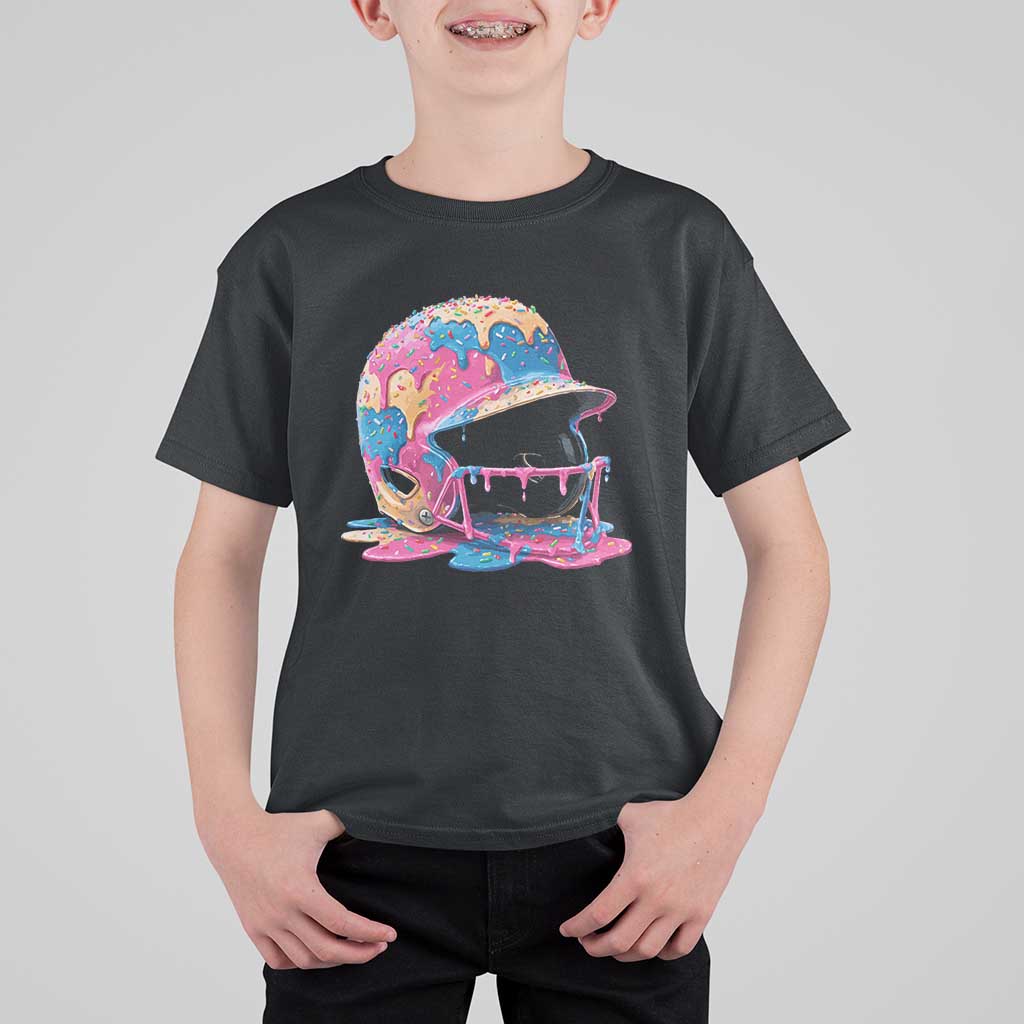 Funny Baseball Helmet Ice Cream Baseball Drip T Shirt For Kid - Wonder Print Shop