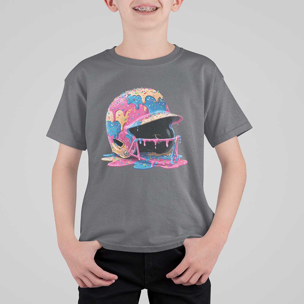 Funny Baseball Helmet Ice Cream Baseball Drip T Shirt For Kid - Wonder Print Shop