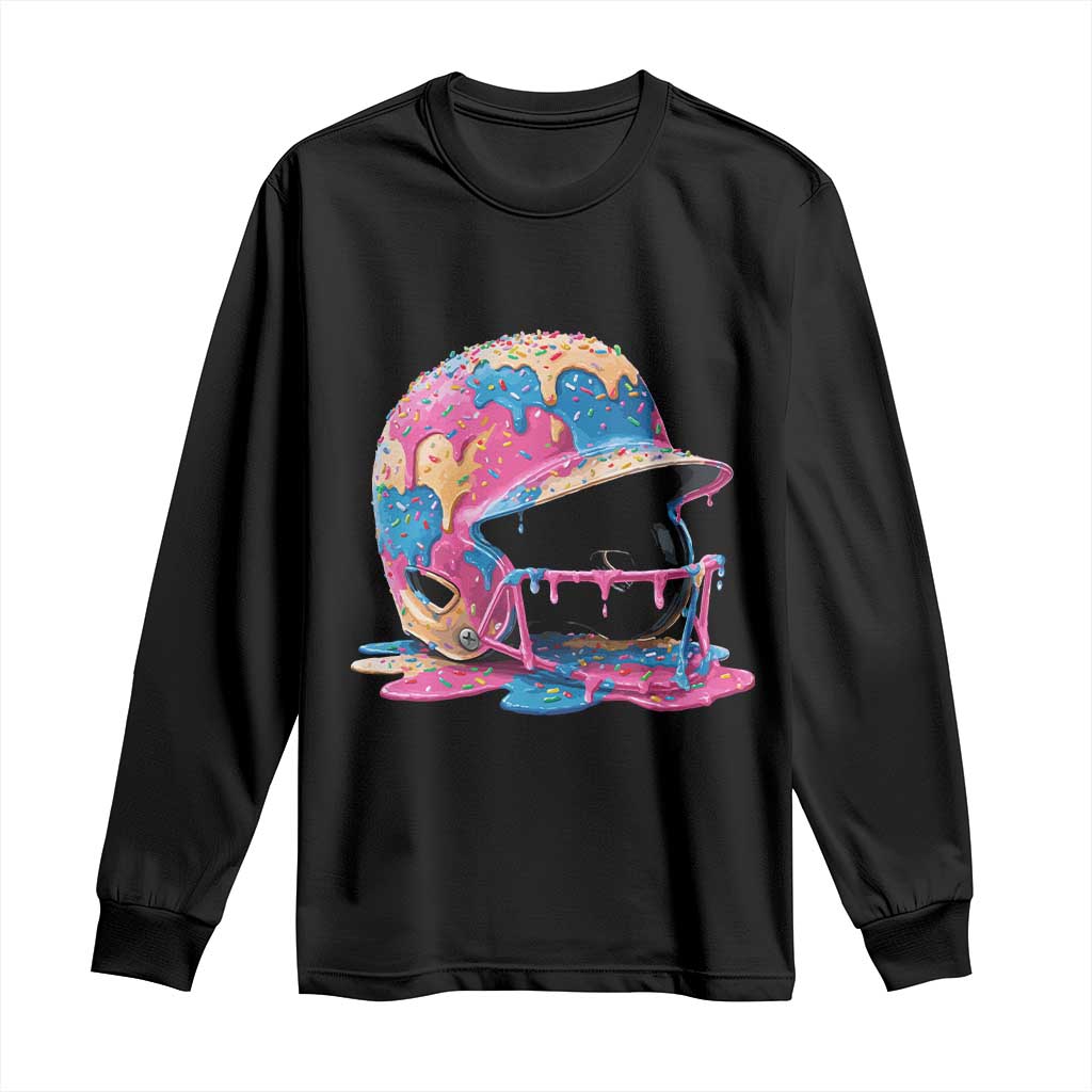 Funny Baseball Helmet Ice Cream Baseball Drip Long Sleeve Shirt - Wonder Print Shop