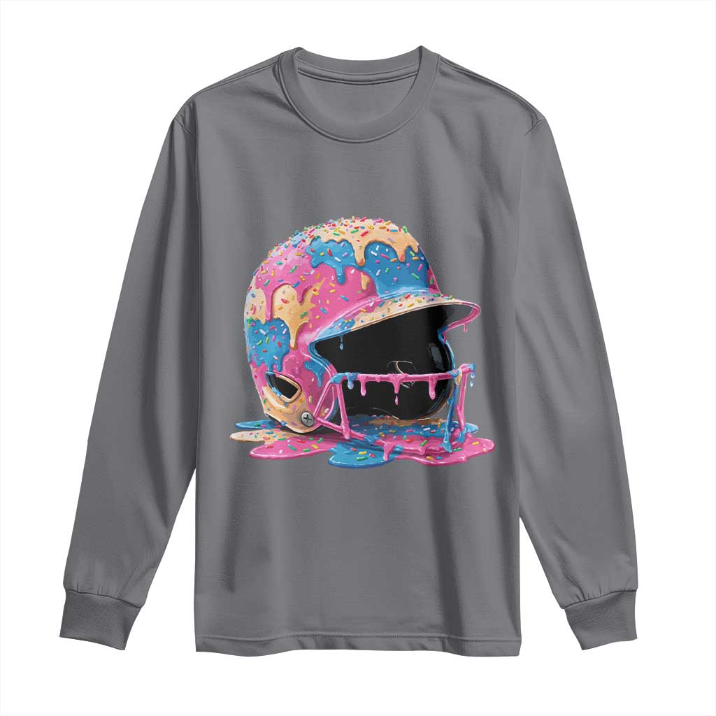 Funny Baseball Helmet Ice Cream Baseball Drip Long Sleeve Shirt - Wonder Print Shop