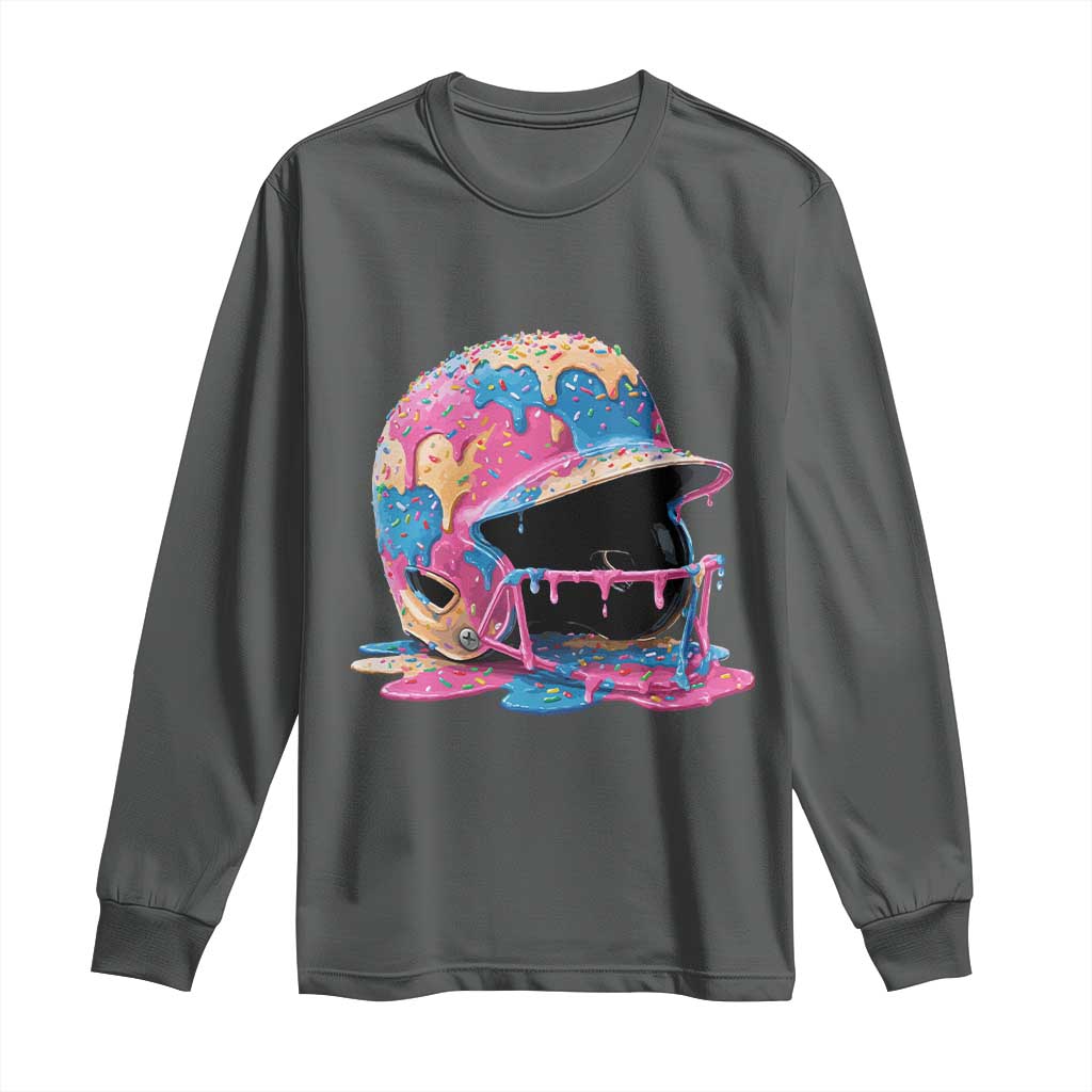 Funny Baseball Helmet Ice Cream Baseball Drip Long Sleeve Shirt - Wonder Print Shop