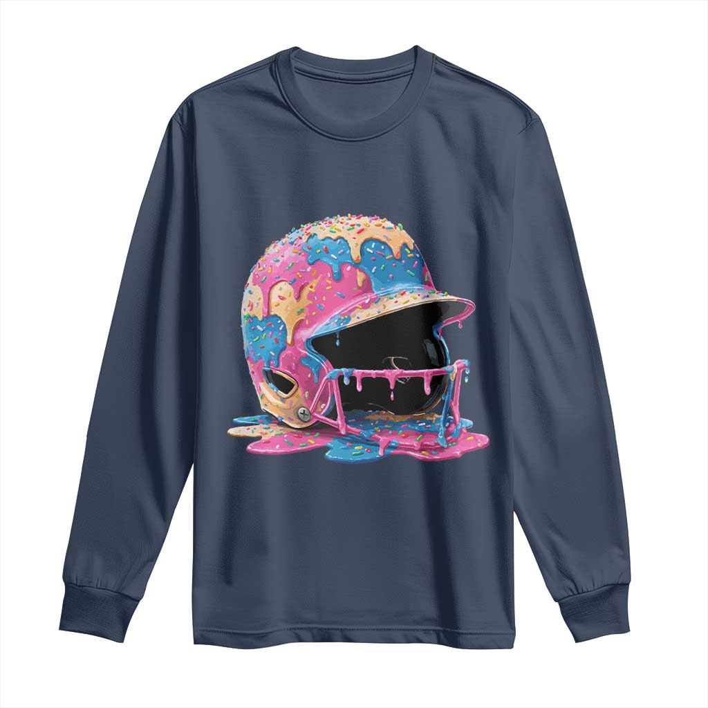 Funny Baseball Helmet Ice Cream Baseball Drip Long Sleeve Shirt - Wonder Print Shop