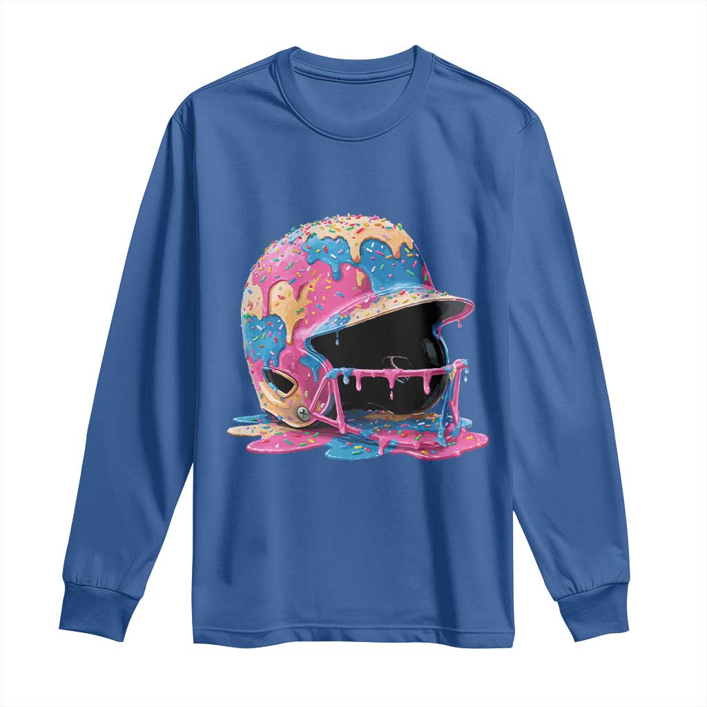 Funny Baseball Helmet Ice Cream Baseball Drip Long Sleeve Shirt - Wonder Print Shop