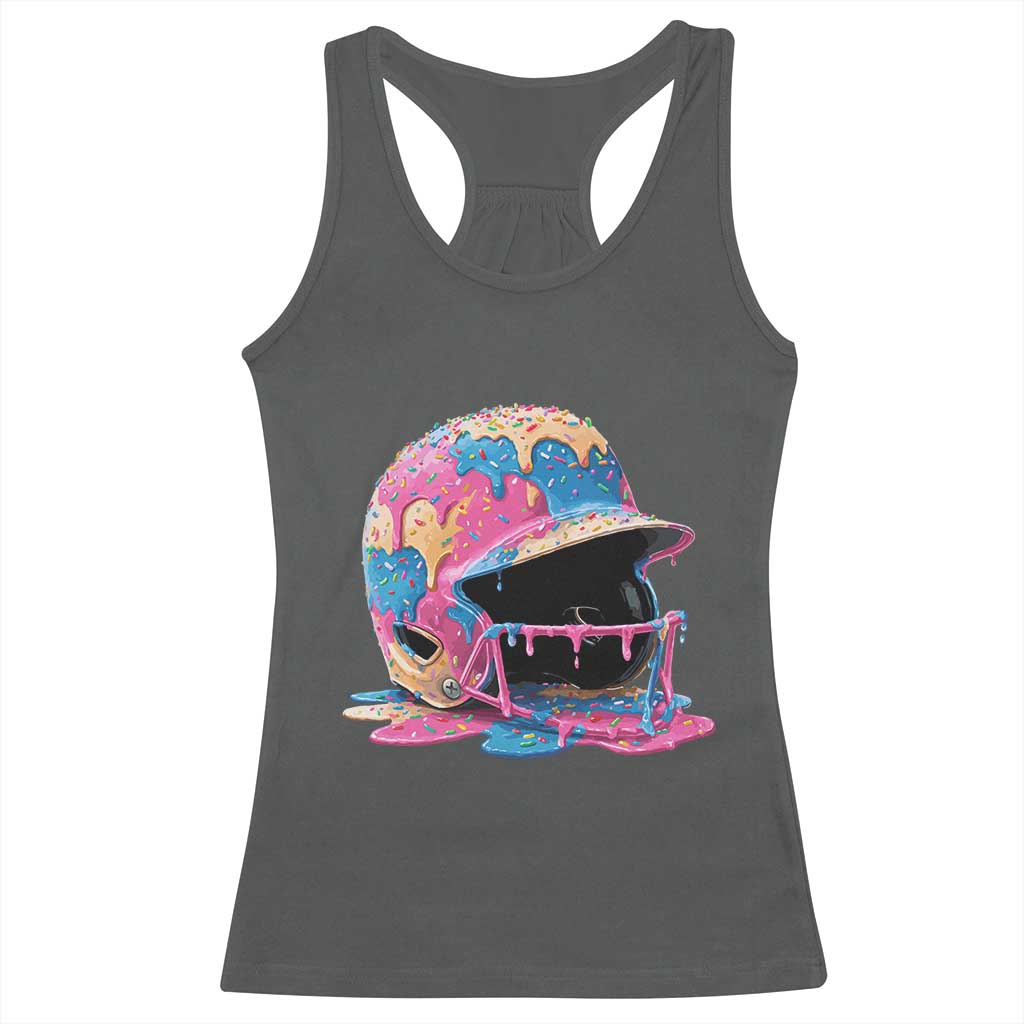 Funny Baseball Helmet Ice Cream Baseball Drip Racerback Tank Top - Wonder Print Shop