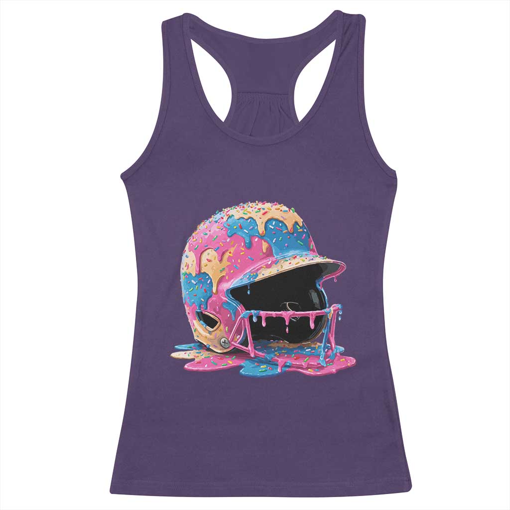 Funny Baseball Helmet Ice Cream Baseball Drip Racerback Tank Top - Wonder Print Shop