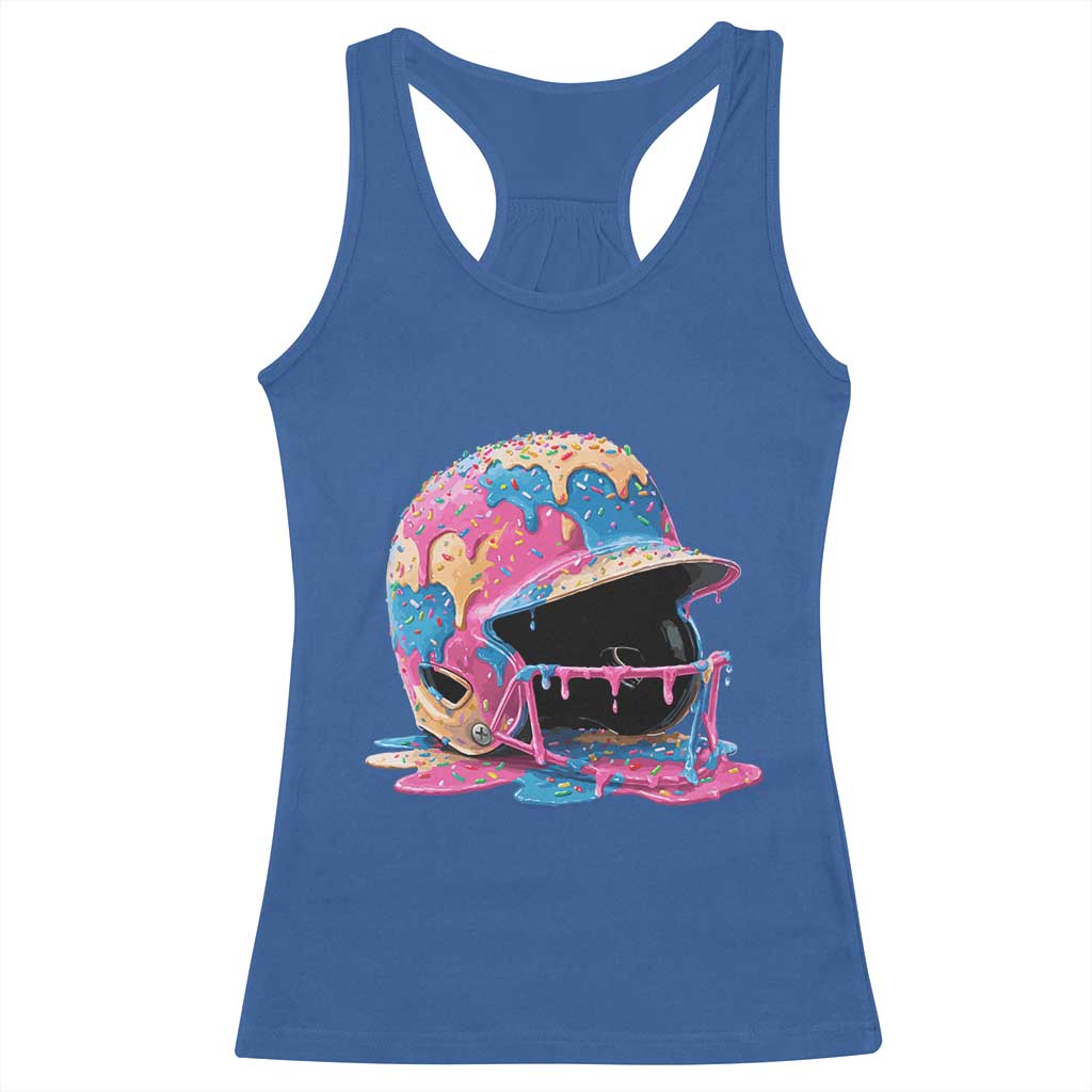 Funny Baseball Helmet Ice Cream Baseball Drip Racerback Tank Top - Wonder Print Shop