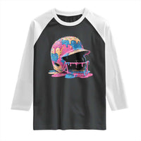 Funny Baseball Helmet Ice Cream Baseball Drip Raglan Shirt - Wonder Print Shop