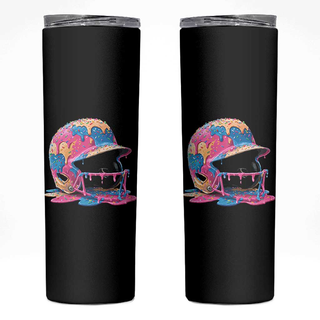 Funny Baseball Helmet Ice Cream Baseball Drip Skinny Tumbler - Wonder Print Shop