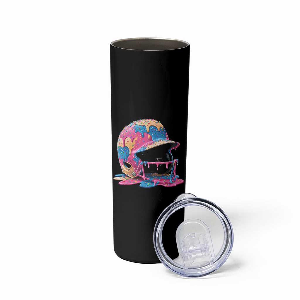 Funny Baseball Helmet Ice Cream Baseball Drip Skinny Tumbler - Wonder Print Shop