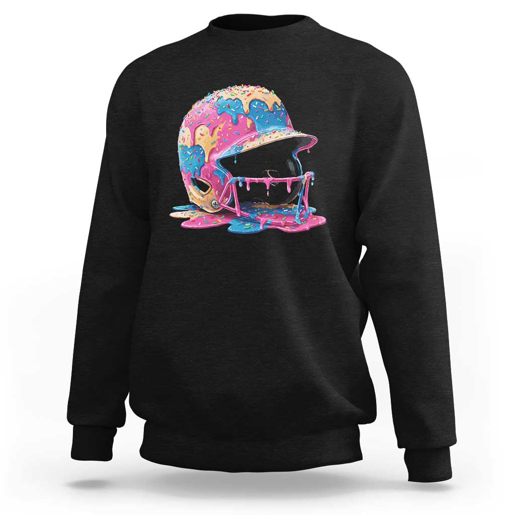 Funny Baseball Helmet Ice Cream Baseball Drip Sweatshirt - Wonder Print Shop