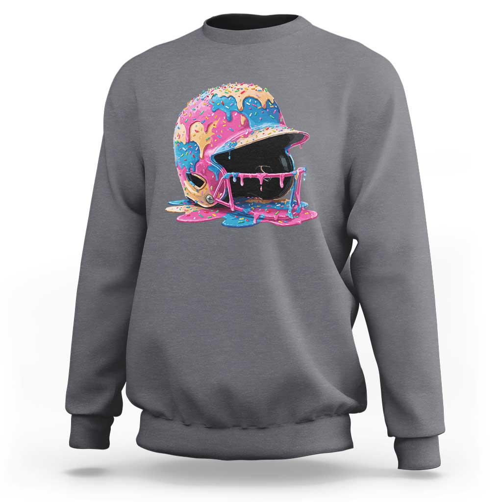 Funny Baseball Helmet Ice Cream Baseball Drip Sweatshirt - Wonder Print Shop
