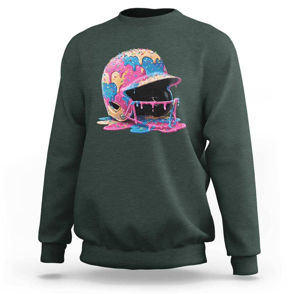 Funny Baseball Helmet Ice Cream Baseball Drip Sweatshirt - Wonder Print Shop