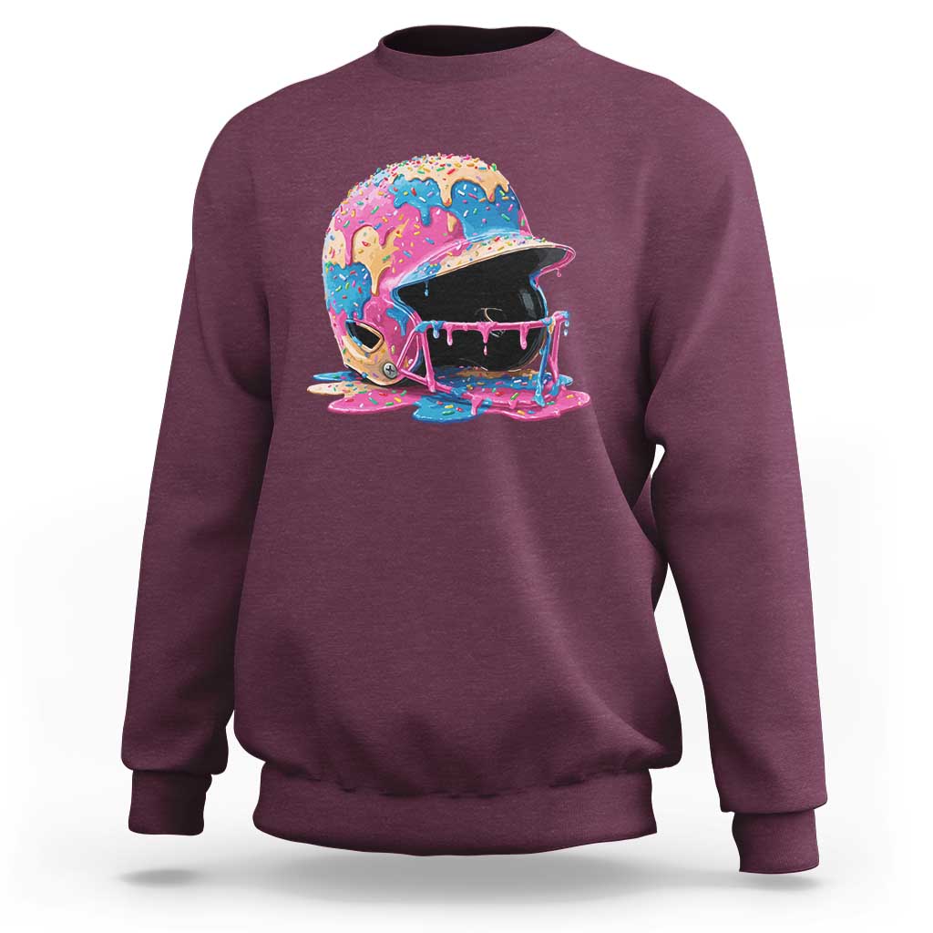 Funny Baseball Helmet Ice Cream Baseball Drip Sweatshirt - Wonder Print Shop