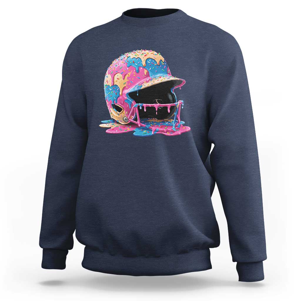 Funny Baseball Helmet Ice Cream Baseball Drip Sweatshirt - Wonder Print Shop