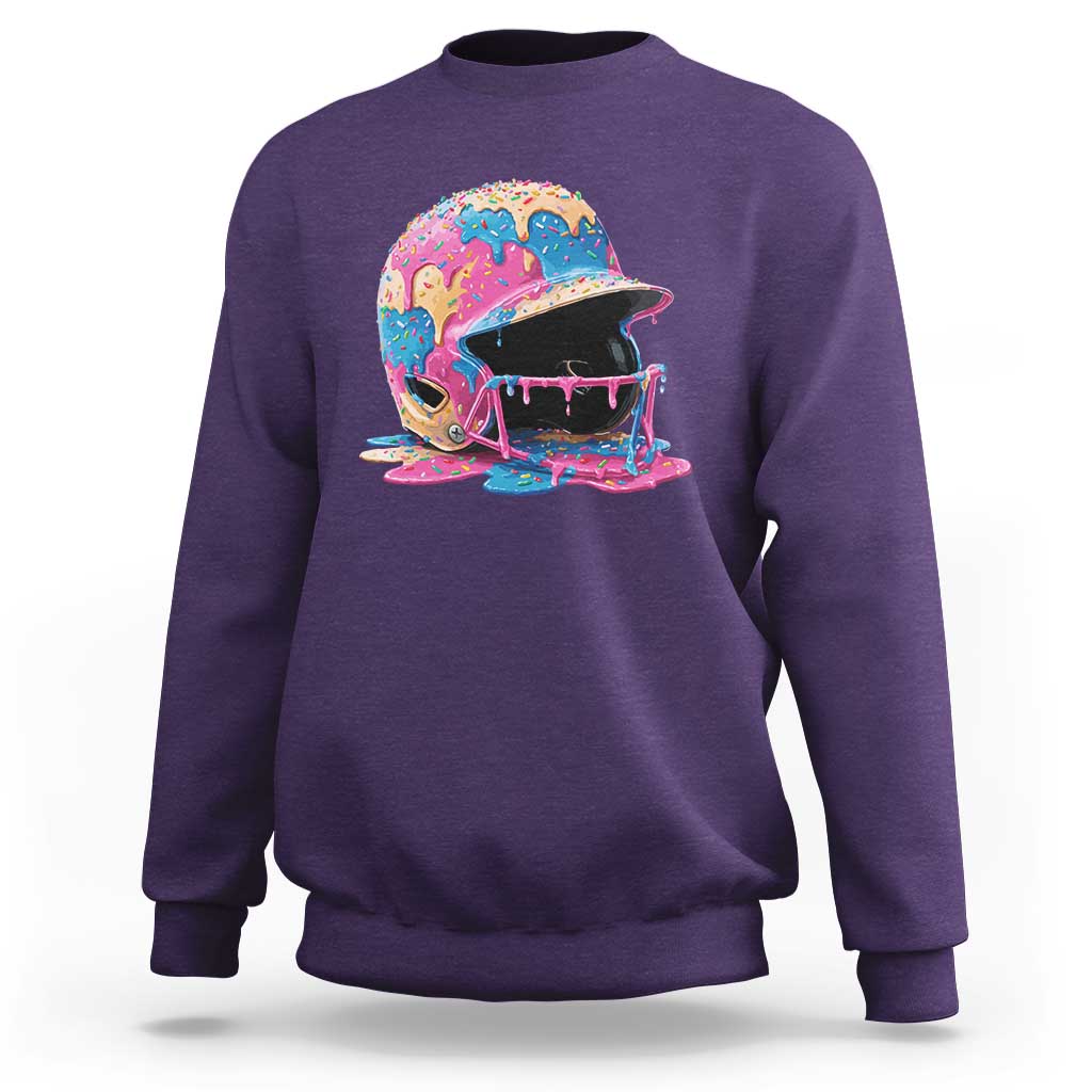 Funny Baseball Helmet Ice Cream Baseball Drip Sweatshirt - Wonder Print Shop