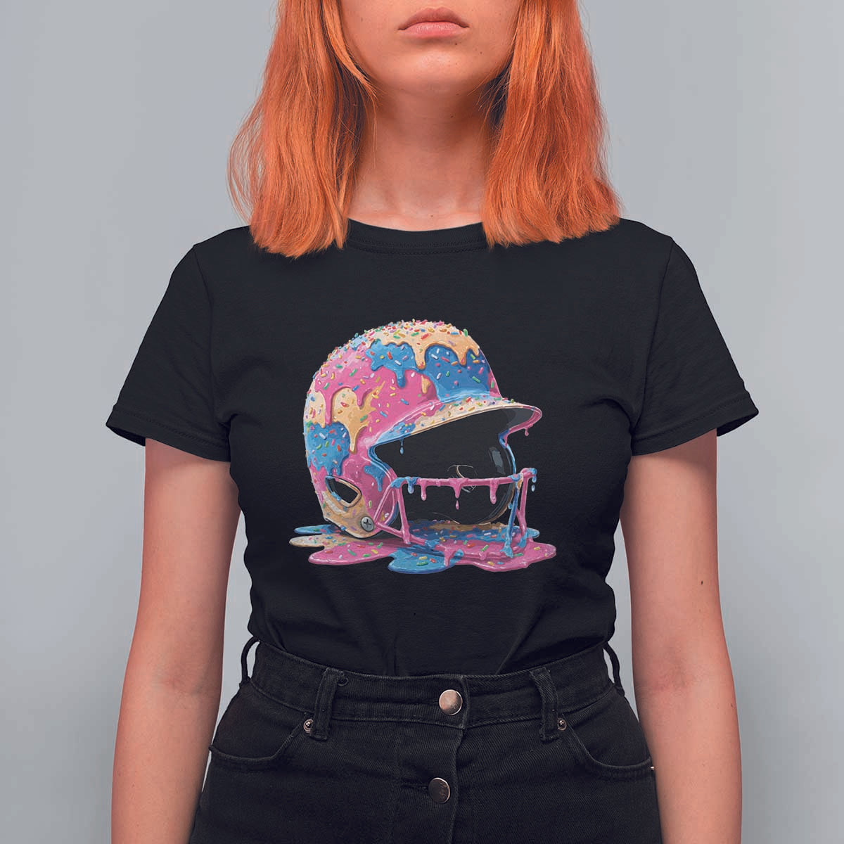 Funny Baseball Helmet Ice Cream Baseball Drip T Shirt For Women - Wonder Print Shop