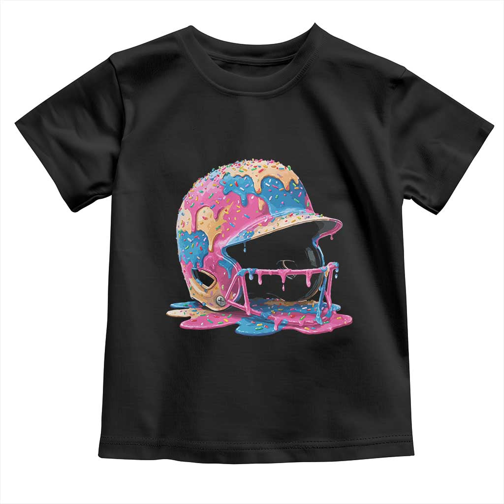 Funny Baseball Helmet Ice Cream Baseball Drip Toddler T Shirt - Wonder Print Shop