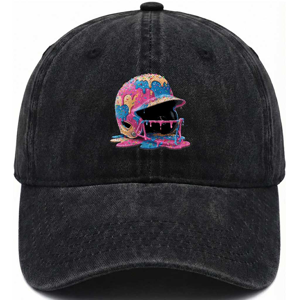 Funny Baseball Helmet Ice Cream Baseball Drip Washed Cotton Baseball Cap
