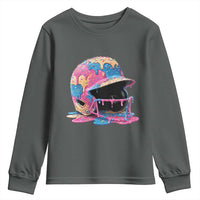 Funny Baseball Helmet Ice Cream Baseball Drip Youth Sweatshirt - Wonder Print Shop