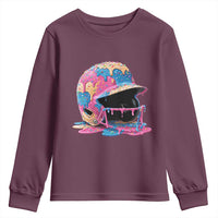 Funny Baseball Helmet Ice Cream Baseball Drip Youth Sweatshirt - Wonder Print Shop