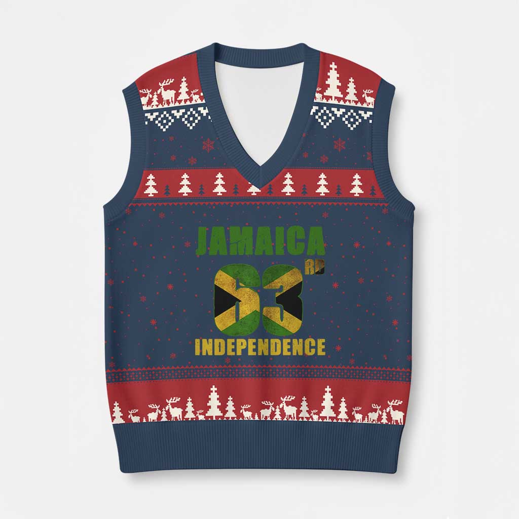 Jamaica 63rd Independence V-Neck Knit Sweater Vest Jamaican Pride - Wonder Print Shop