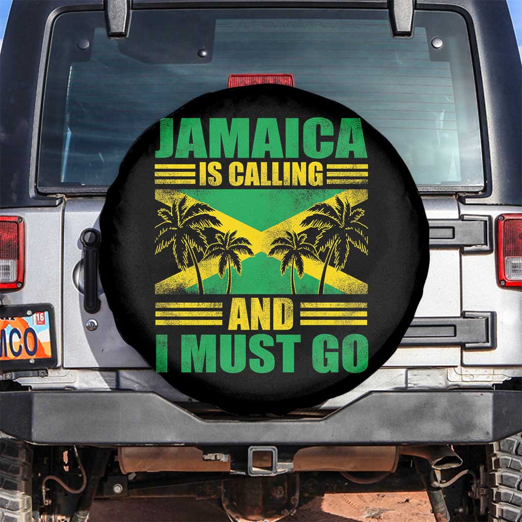 Funny Jamaica Is Calling And I Must Go Spare Tire Cover Jamaican Flag Travel - Wonder Print Shop