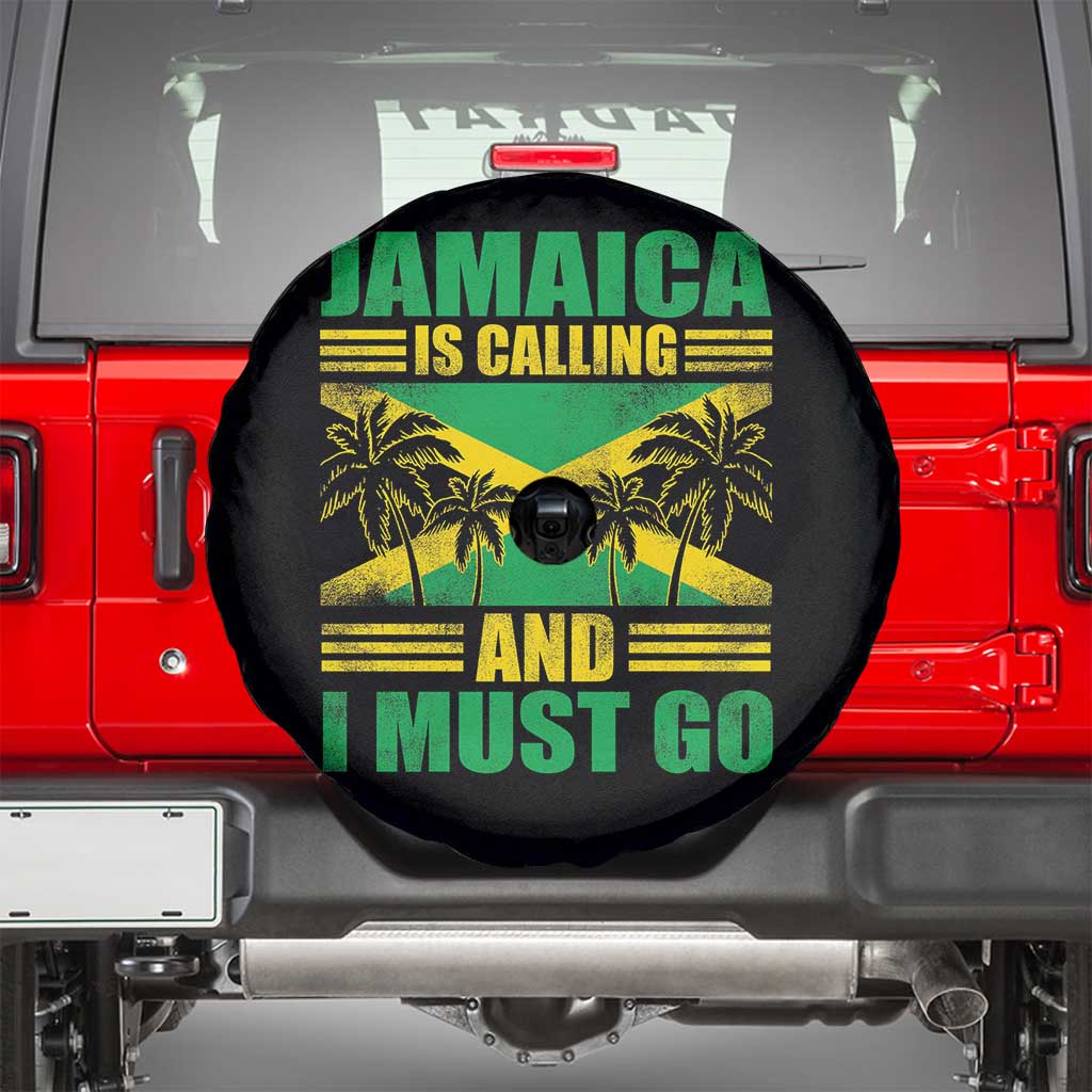 Funny Jamaica Is Calling And I Must Go Spare Tire Cover Jamaican Flag Travel - Wonder Print Shop