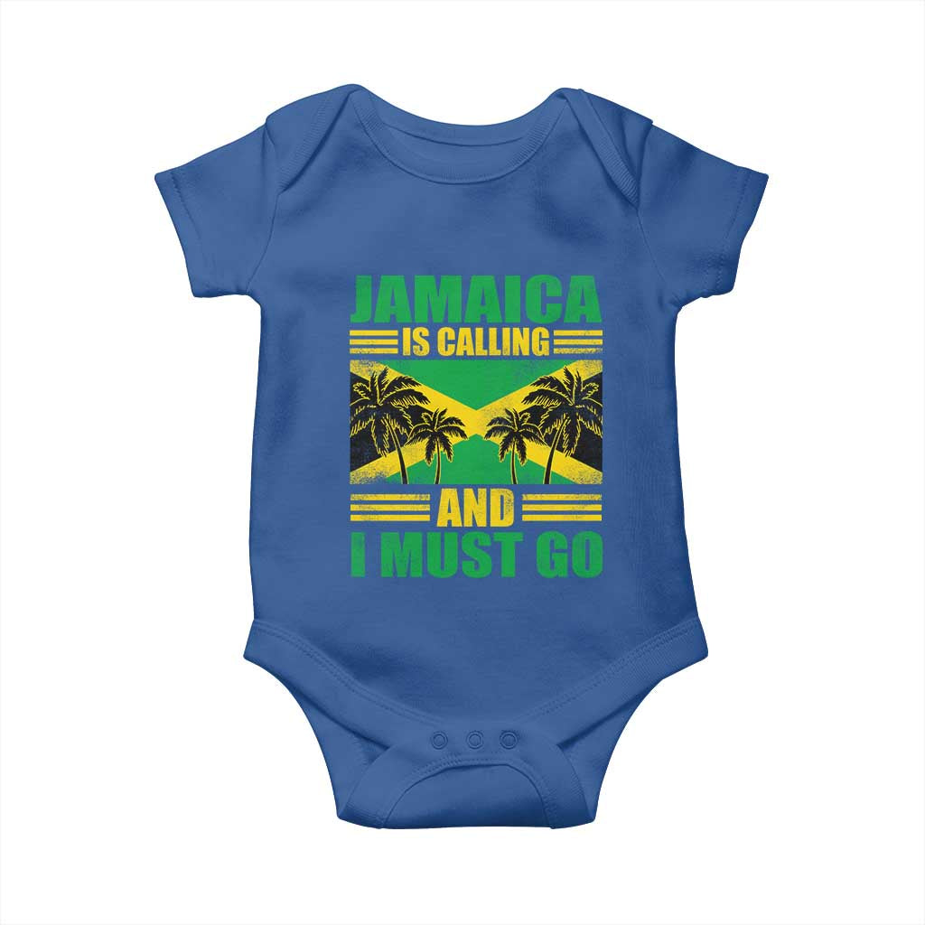 Funny Jamaica Is Calling And I Must Go Baby Onesie Jamaican Flag Travel - Wonder Print Shop